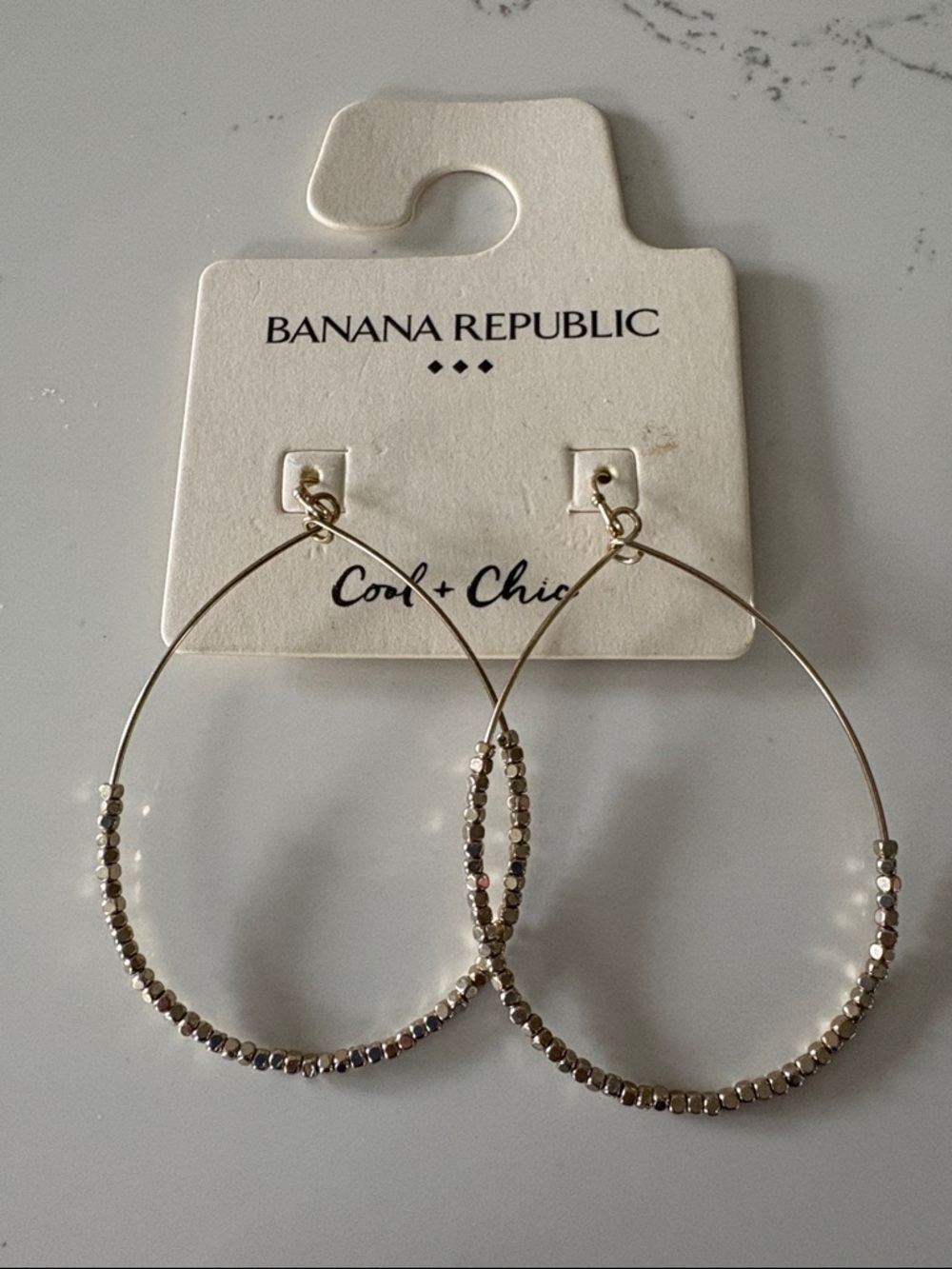 Banana Republic Gold-Tone Beaded Hoop Earrings